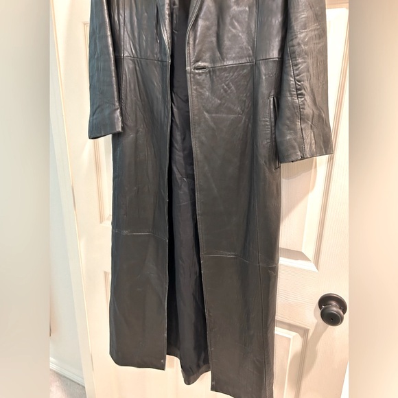 Express Real Leather Full Length Sleek Coat Fully Lined 100% Leather - Picture 4 of 7